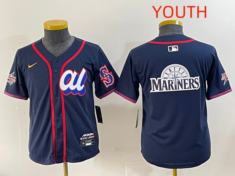 Youth 2025 Seattle Mariners Blank Drak Blue All star Blank Blue Nike MLB Jersey style 3